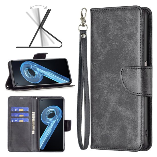 Oppo Find X5 Hoesje - MobyDefend Wallet Book Case Met Koord - Zwart