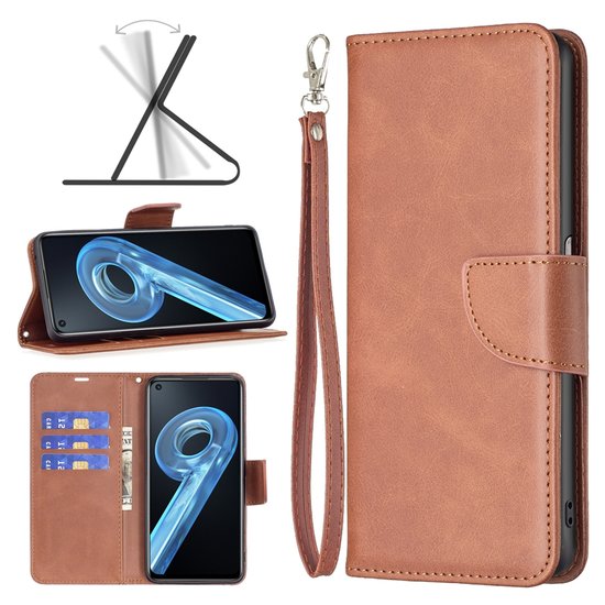 Oppo Find X5 Hoesje, MobyDefend Wallet Book Case Met Koord, Bruin