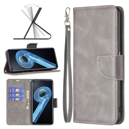 Oppo Find X5 Hoesje, MobyDefend Wallet Book Case Met Koord, Grijs