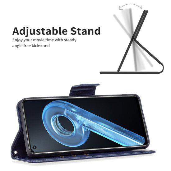 Oppo Find X5 Hoesje, MobyDefend Wallet Book Case Met Koord, Blauw