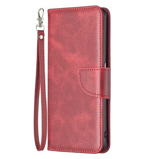 Oppo Find X5 Hoesje, MobyDefend Wallet Book Case Met Koord, Rood