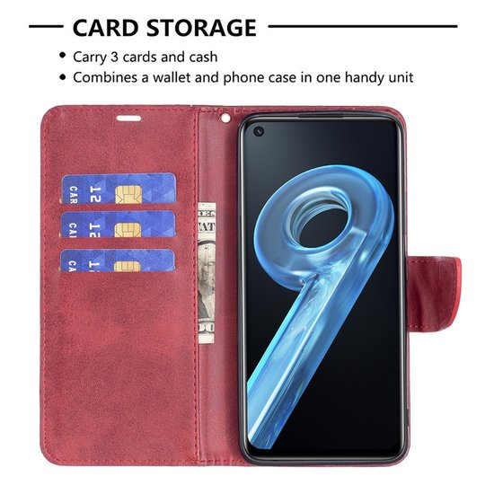 Oppo Find X5 Hoesje, MobyDefend Wallet Book Case Met Koord, Rood