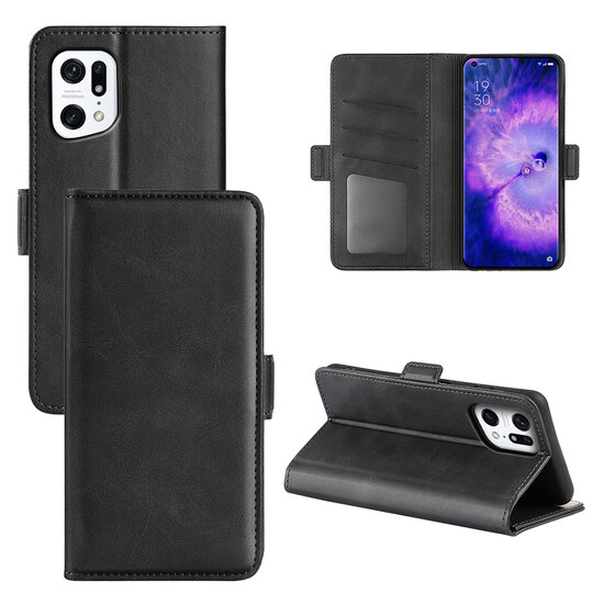 Oppo Find X5 Hoesje, MobyDefend Luxe Wallet Book Case (Sluiting Zijkant), Zwart