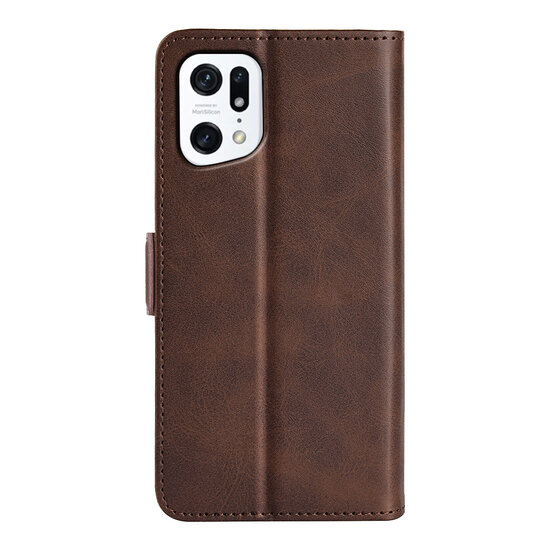 Oppo Find X5 Hoesje - MobyDefend Luxe Wallet Book Case (Sluiting Zijkant) - Bruin