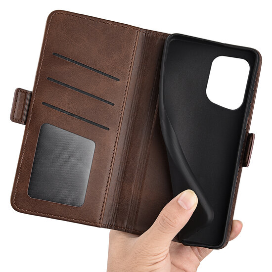 Oppo Find X5 Hoesje - MobyDefend Luxe Wallet Book Case (Sluiting Zijkant) - Bruin
