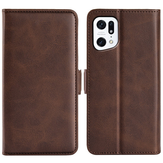Oppo Find X5 Hoesje - MobyDefend Luxe Wallet Book Case (Sluiting Zijkant) - Bruin