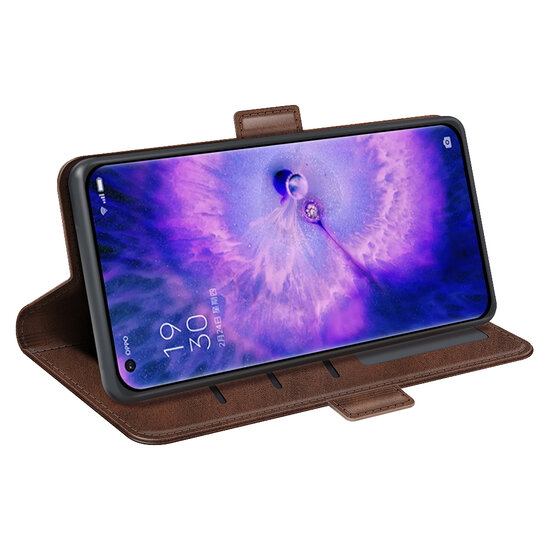 Oppo Find X5 Hoesje - MobyDefend Luxe Wallet Book Case (Sluiting Zijkant) - Bruin