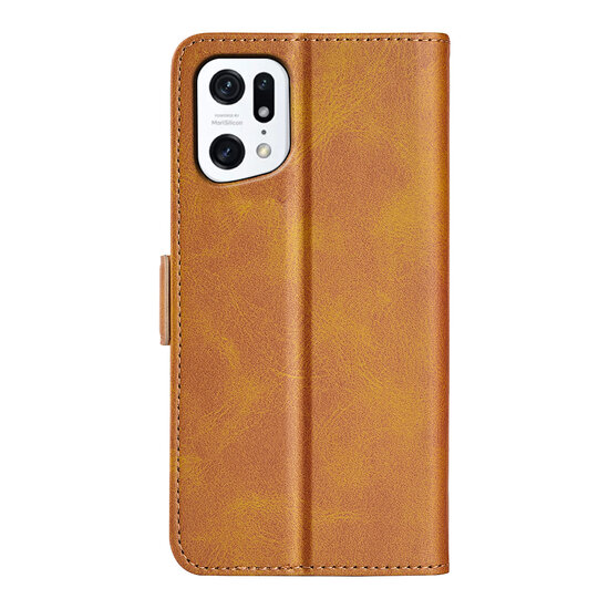 Oppo Find X5 Hoesje - MobyDefend Luxe Wallet Book Case (Sluiting Zijkant) - Lichtbruin