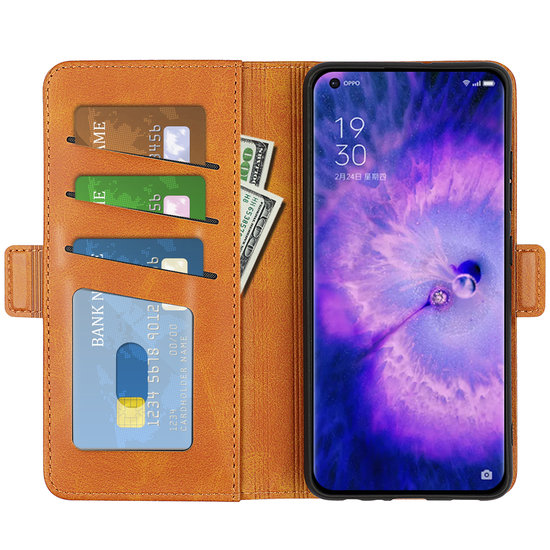 Oppo Find X5 Hoesje - MobyDefend Luxe Wallet Book Case (Sluiting Zijkant) - Lichtbruin