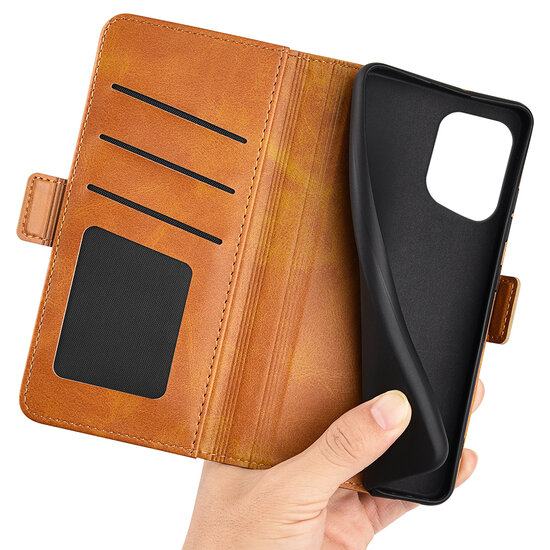 Oppo Find X5 Hoesje - MobyDefend Luxe Wallet Book Case (Sluiting Zijkant) - Lichtbruin