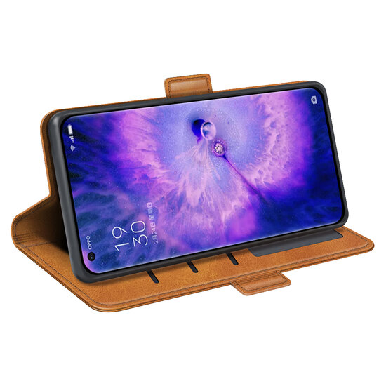 Oppo Find X5 Hoesje - MobyDefend Luxe Wallet Book Case (Sluiting Zijkant) - Lichtbruin