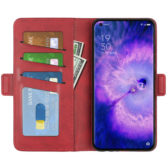Oppo Find X5 Hoesje - MobyDefend Luxe Wallet Book Case (Sluiting Zijkant) - Rood