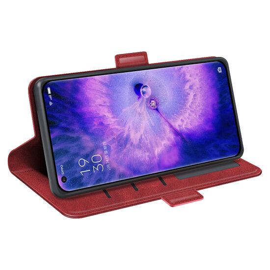 Oppo Find X5 Hoesje - MobyDefend Luxe Wallet Book Case (Sluiting Zijkant) - Rood