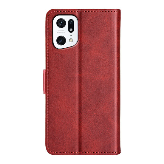 Oppo Find X5 Hoesje - MobyDefend Luxe Wallet Book Case (Sluiting Zijkant) - Rood
