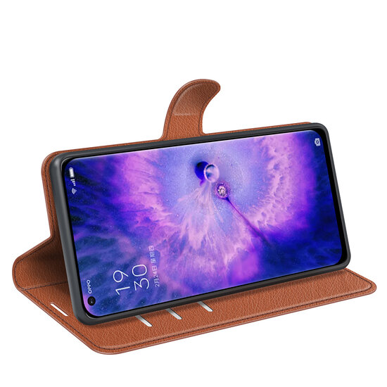 Oppo Find X5 Hoesje - MobyDefend Kunstleren Wallet Book Case (Sluiting Voorkant) - Bruin