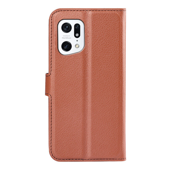 Oppo Find X5 Hoesje - MobyDefend Kunstleren Wallet Book Case (Sluiting Voorkant) - Bruin