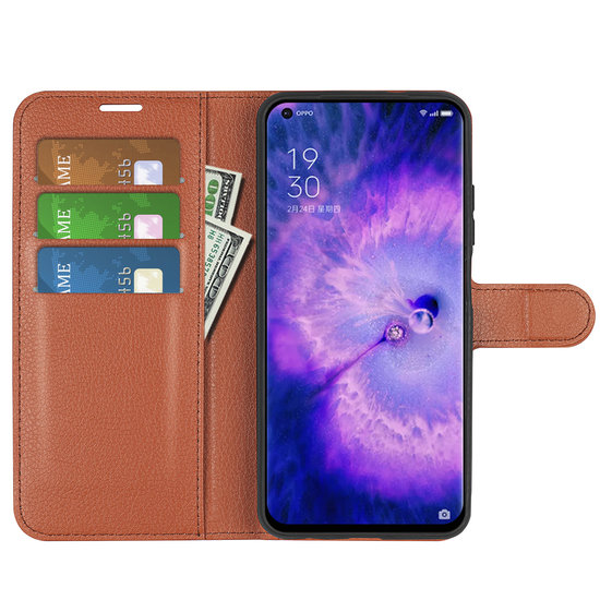 Oppo Find X5 Hoesje - MobyDefend Kunstleren Wallet Book Case (Sluiting Voorkant) - Bruin