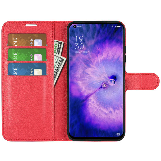 Oppo Find X5 Hoesje - MobyDefend Kunstleren Wallet Book Case (Sluiting Voorkant) - Rood