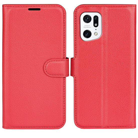 Oppo Find X5 Hoesje, MobyDefend Kunstleren Wallet Book Case (Sluiting Voorkant), Rood