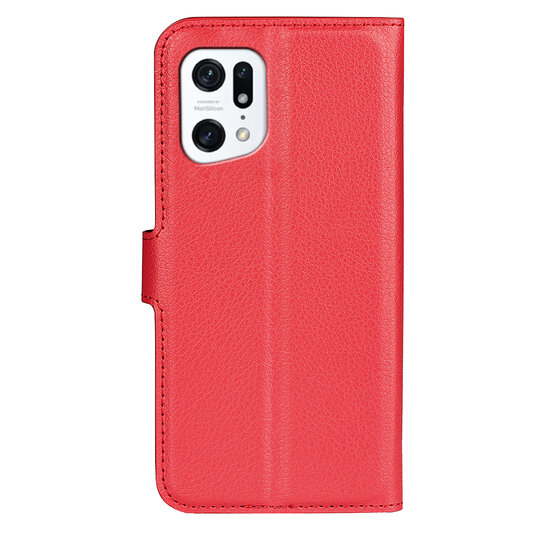 Oppo Find X5 Hoesje, MobyDefend Kunstleren Wallet Book Case (Sluiting Voorkant), Rood