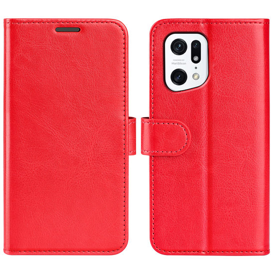 Oppo Find X5 Hoesje, MobyDefend Wallet Book Case (Sluiting Achterkant), Rood