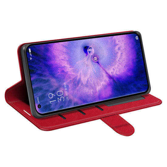 Oppo Find X5 Hoesje - MobyDefend Wallet Book Case (Sluiting Achterkant) - Rood