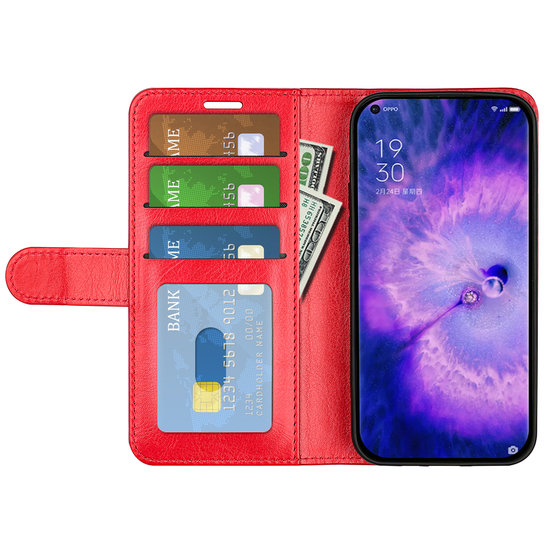 Oppo Find X5 Hoesje - MobyDefend Wallet Book Case (Sluiting Achterkant) - Rood