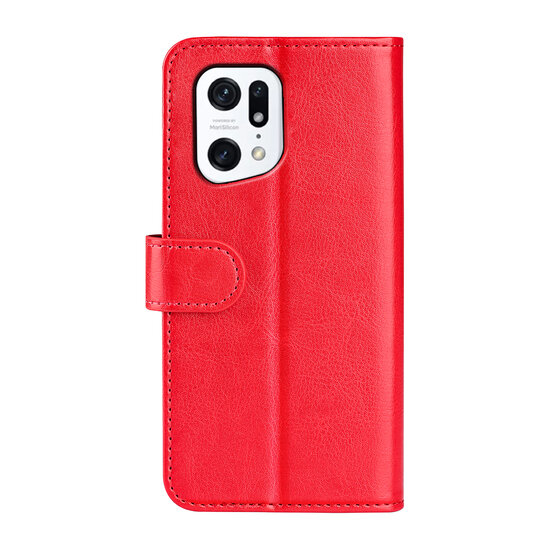 Oppo Find X5 Hoesje, MobyDefend Wallet Book Case (Sluiting Achterkant), Rood