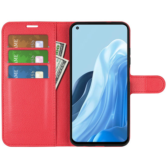 Oppo Find X5 Lite Hoesje, MobyDefend Kunstleren Wallet Book Case (Sluiting Voorkant), Rood