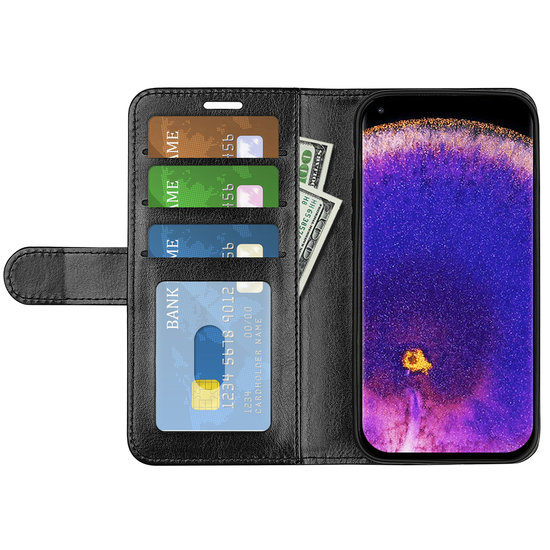 Oppo Find X5 Lite Hoesje, MobyDefend Wallet Book Case (Sluiting Achterkant), Zwart