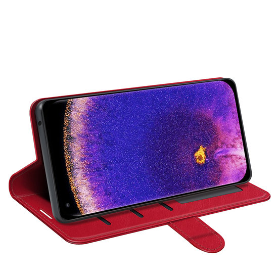 Oppo Find X5 Lite Hoesje - MobyDefend Wallet Book Case (Sluiting Achterkant) - Rood