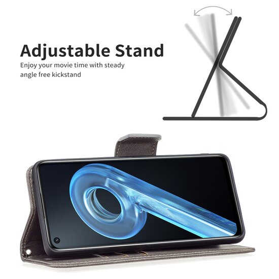 Oppo Find X5 Lite Hoesje - MobyDefend Wallet Book Case Met Koord - Grijs