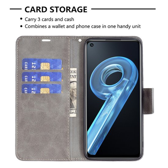 Oppo Find X5 Lite Hoesje - MobyDefend Wallet Book Case Met Koord - Grijs