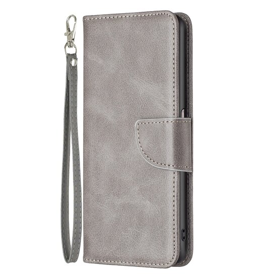 Oppo Find X5 Lite Hoesje - MobyDefend Wallet Book Case Met Koord - Grijs