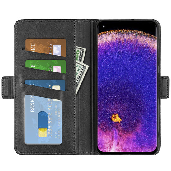 Oppo Find X5 Pro Hoesje, MobyDefend Luxe Wallet Book Case (Sluiting Zijkant), Zwart