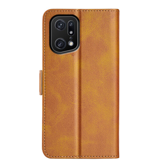 Oppo Find X5 Pro Hoesje - MobyDefend Luxe Wallet Book Case (Sluiting Zijkant) - Lichtbruin