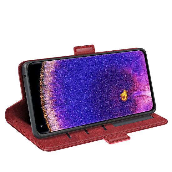 Oppo Find X5 Pro Hoesje - MobyDefend Luxe Wallet Book Case (Sluiting Zijkant) - Rood