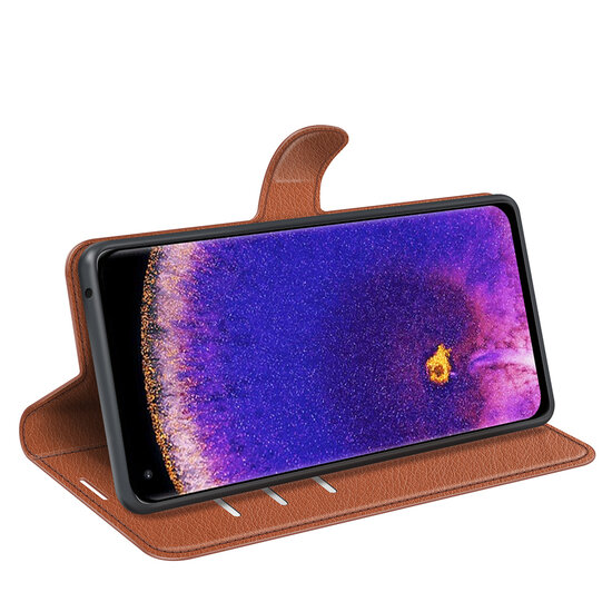 Oppo Find X5 Pro Hoesje - MobyDefend Kunstleren Wallet Book Case (Sluiting Voorkant) - Bruin