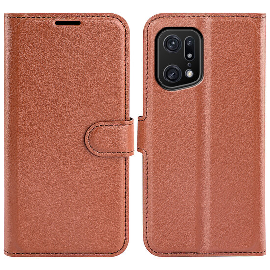 Oppo Find X5 Pro Hoesje - MobyDefend Kunstleren Wallet Book Case (Sluiting Voorkant) - Bruin
