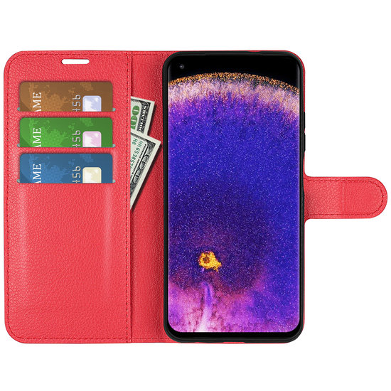 Oppo Find X5 Pro Hoesje - MobyDefend Kunstleren Wallet Book Case (Sluiting Voorkant) - Rood