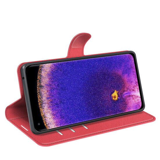 Oppo Find X5 Pro Hoesje - MobyDefend Kunstleren Wallet Book Case (Sluiting Voorkant) - Rood