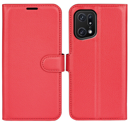Oppo Find X5 Pro Hoesje - MobyDefend Kunstleren Wallet Book Case (Sluiting Voorkant) - Rood