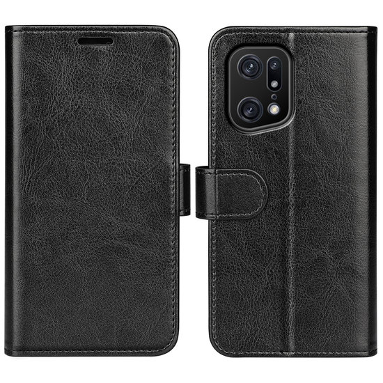 Oppo Find X5 Pro Hoesje - MobyDefend Wallet Book Case (Sluiting Achterkant) - Zwart