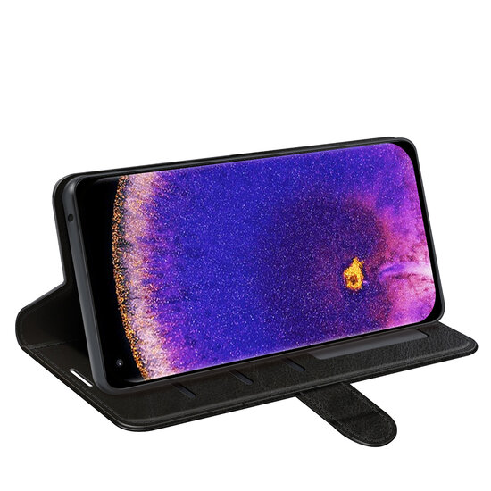 Oppo Find X5 Pro Hoesje - MobyDefend Wallet Book Case (Sluiting Achterkant) - Zwart