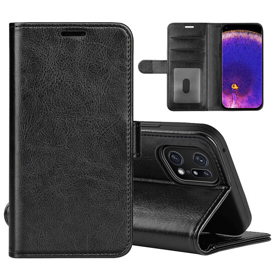 Oppo Find X5 Pro Hoesje - MobyDefend Wallet Book Case (Sluiting Achterkant) - Zwart