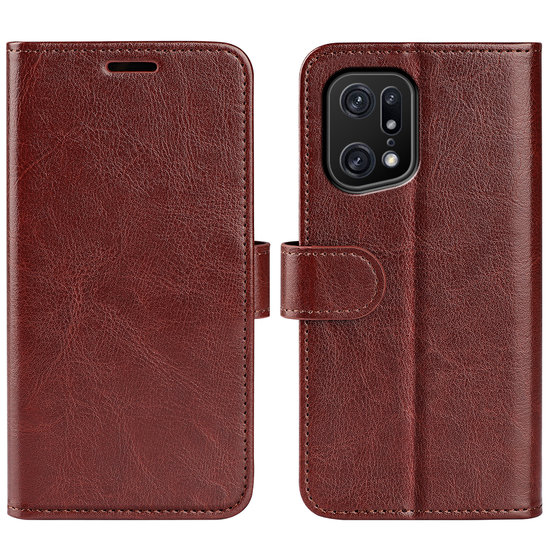 Oppo Find X5 Pro Hoesje, MobyDefend Wallet Book Case (Sluiting Achterkant), Bruin