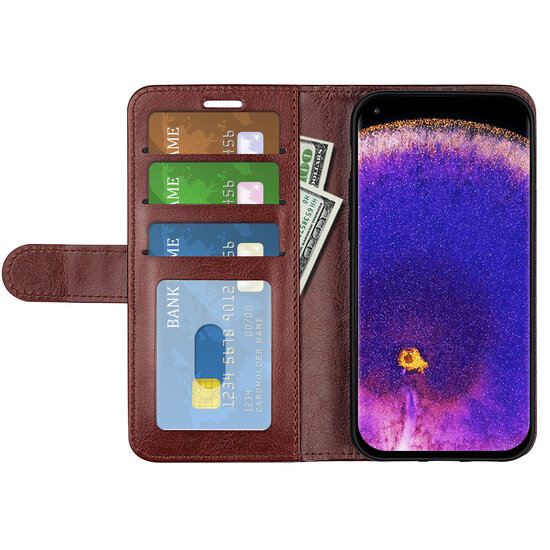 Oppo Find X5 Pro Hoesje, MobyDefend Wallet Book Case (Sluiting Achterkant), Bruin