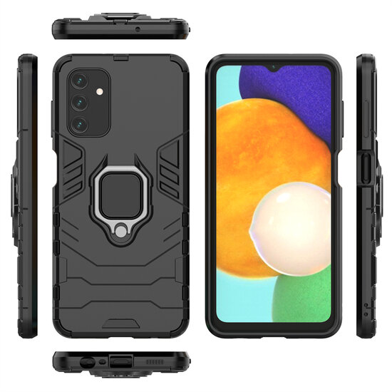 Samsung Galaxy A13 (4G) Hoesje - MobyDefend Dubbelgelaagde Pantsercase Met Standaard - Zwart