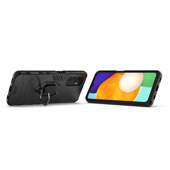 Samsung Galaxy A13 (4G) Hoesje - MobyDefend Dubbelgelaagde Pantsercase Met Standaard - Navy Blauw