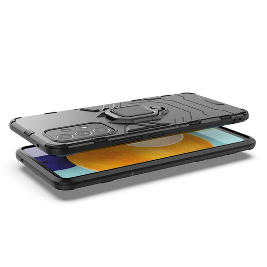 Samsung Galaxy A53 Hoesje, MobyDefend Dubbelgelaagde Pantsercase Met Standaard, Zwart